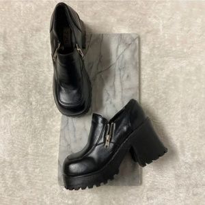 Vntg 90s 725 Walmart Chunky Sole Ankle Platform Boots Sz 7.5 Side Zippers